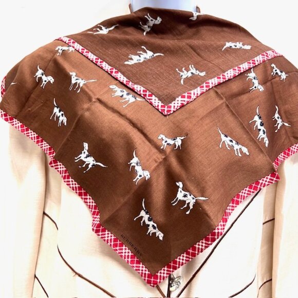 Unused-  DOGS Burberry Men-Women Miniscarf/Handkercotton 19" Dark Brown  Nova(85 - Picture 2 of 9